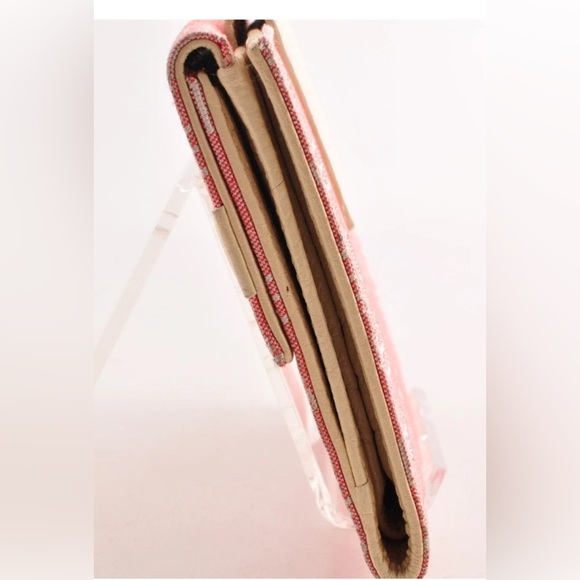 BVLGARI Bi-Fold Wallet Canvas Leather Pink Ivory Women Used Auth - Picture 5 of 14